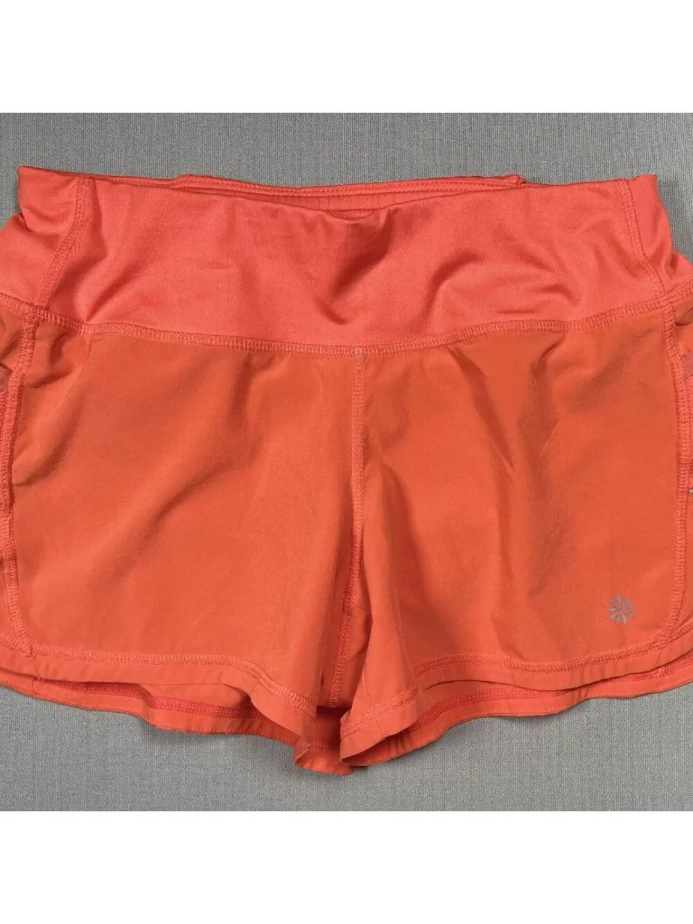 Athleta Ready To Go Orange Athletic Mid Rise Shorts Inseam 3.5